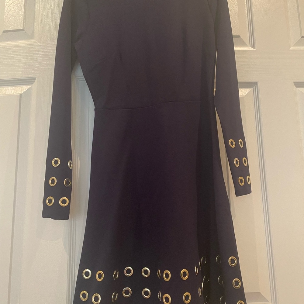 Michael Kors Navy Dress with Gold Eyelets